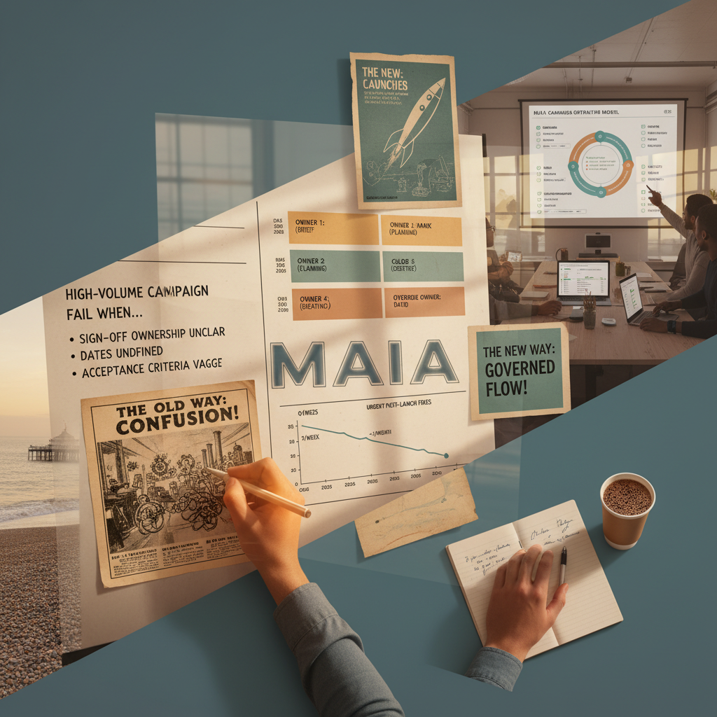 Who can override the gate: a publish-control model for high-volume campaign launches